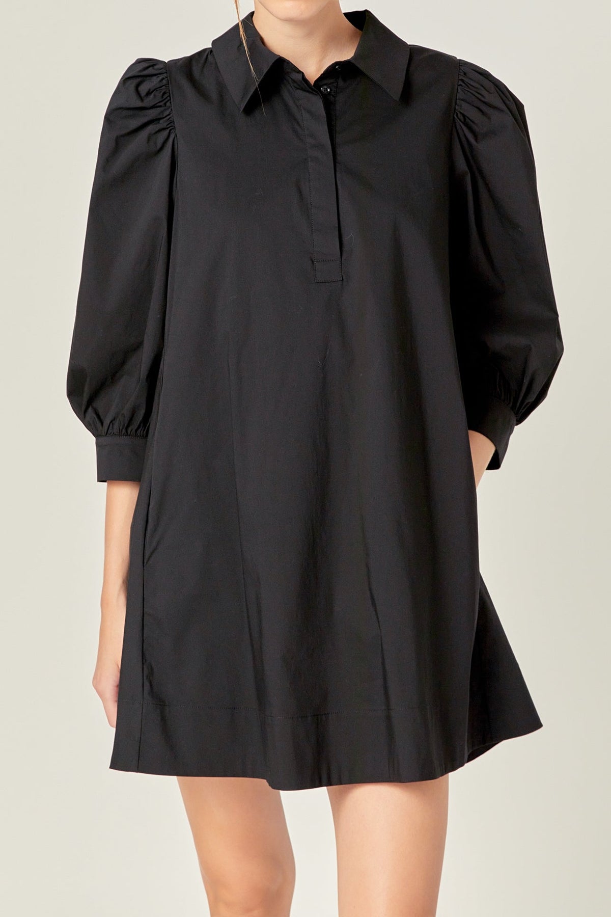 ENGLISH FACTORY - Puff Sleeve Shirt Mini Dress - DRESSES available at Objectrare