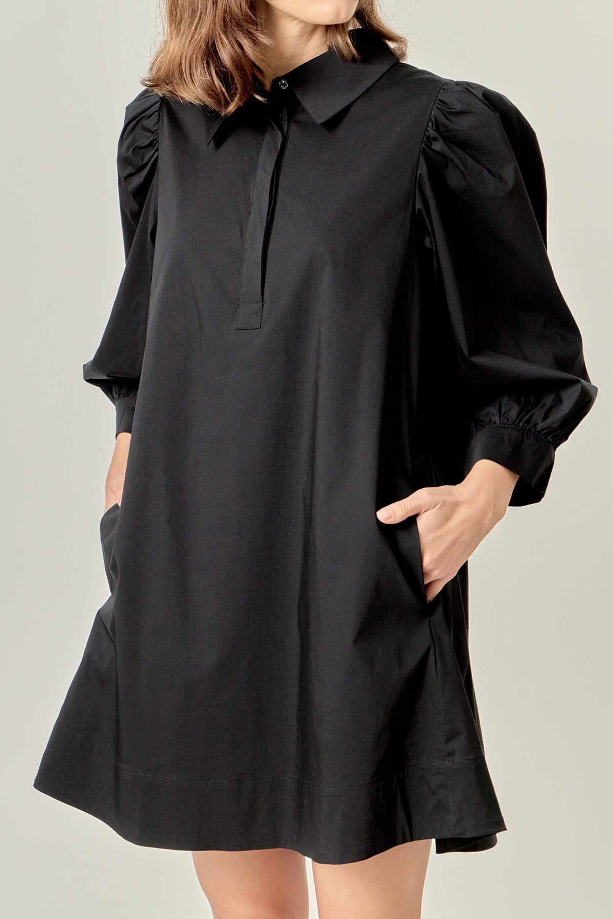 ENGLISH FACTORY - Puff Sleeve Shirt Mini Dress - DRESSES available at Objectrare
