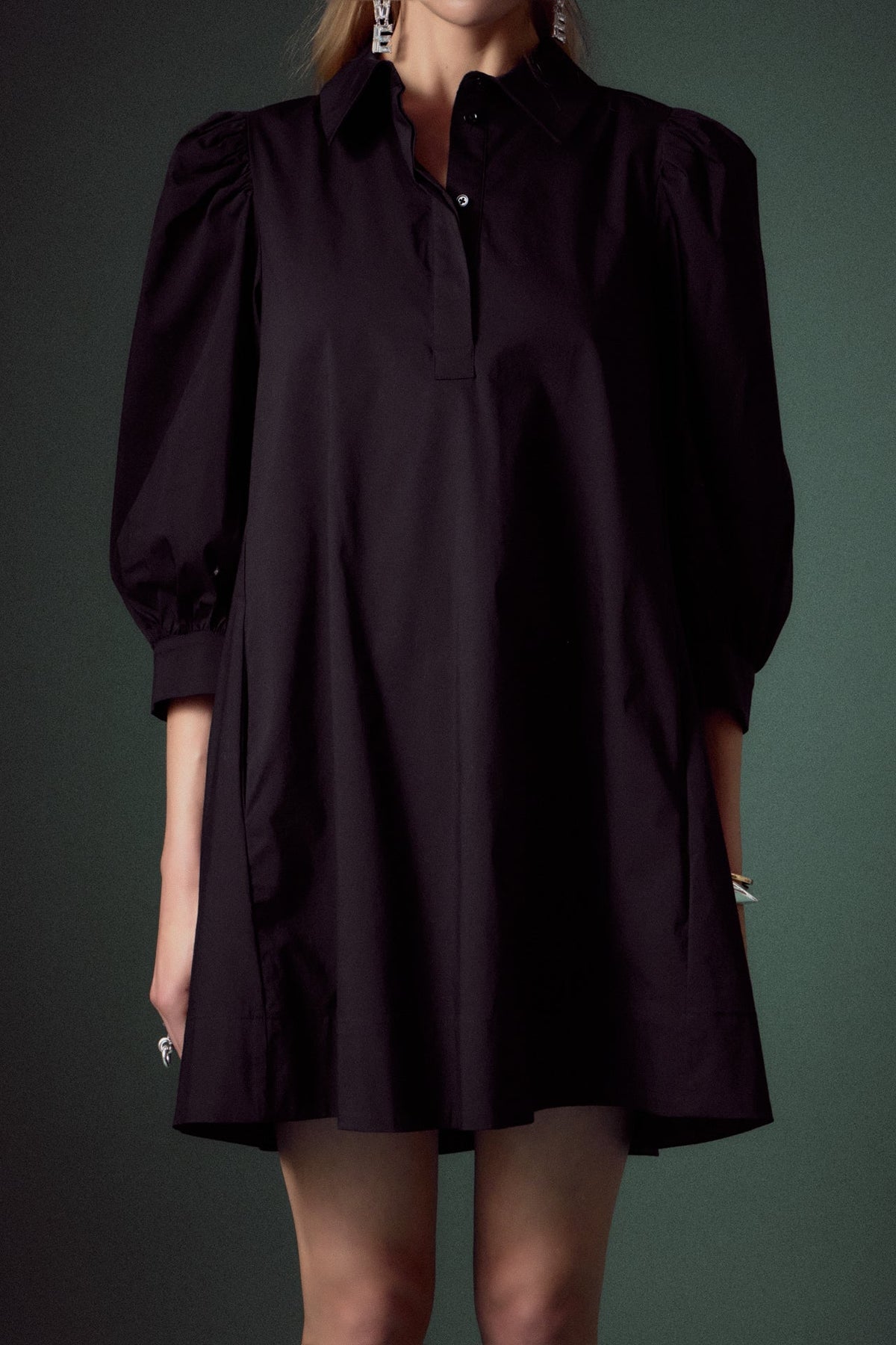 ENGLISH FACTORY - English Factory - Puff Sleeve Shirt Mini Dress - DRESSES available at Objectrare