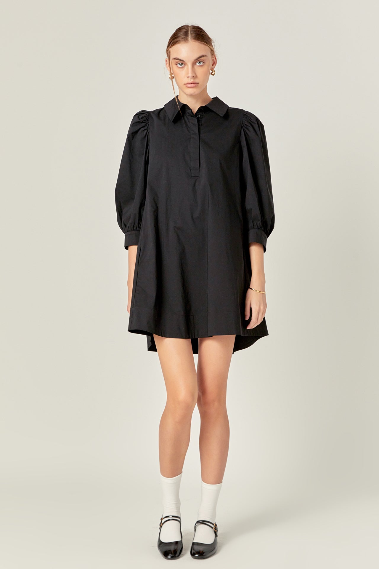 ENGLISH FACTORY - Puff Sleeve Shirt Mini Dress - DRESSES available at Objectrare