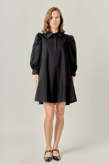 ENGLISH FACTORY - Puff Sleeve Shirt Mini Dress - DRESSES available at Objectrare