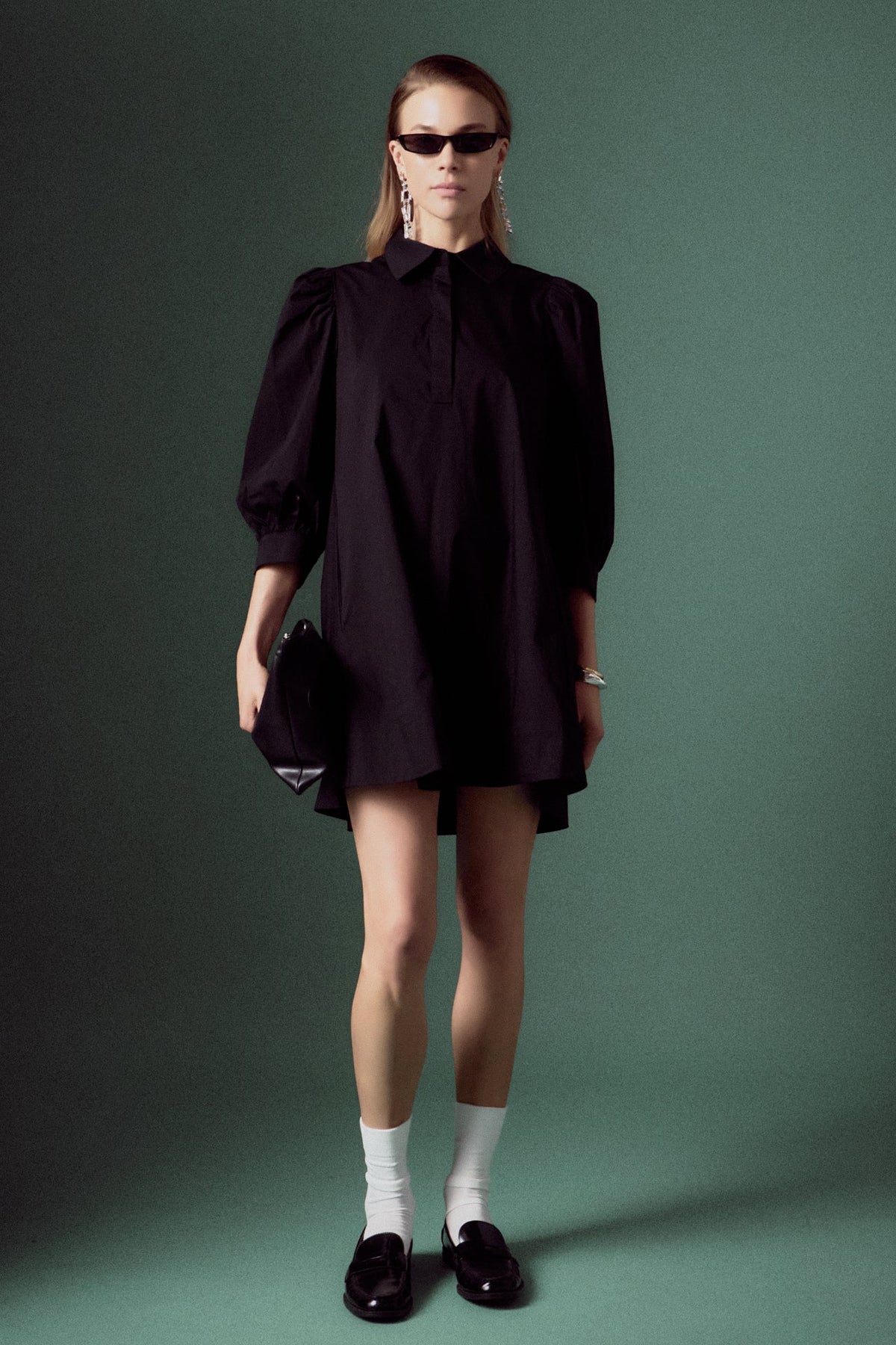 ENGLISH FACTORY - English Factory - Puff Sleeve Shirt Mini Dress - DRESSES available at Objectrare