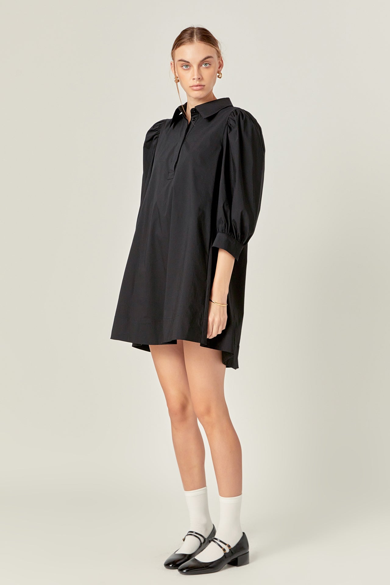 ENGLISH FACTORY - Puff Sleeve Shirt Mini Dress - DRESSES available at Objectrare