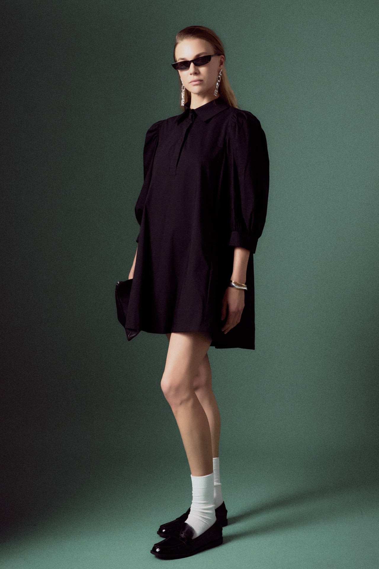 ENGLISH FACTORY - English Factory - Puff Sleeve Shirt Mini Dress - DRESSES available at Objectrare