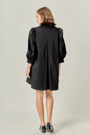 ENGLISH FACTORY - Puff Sleeve Shirt Mini Dress - DRESSES available at Objectrare