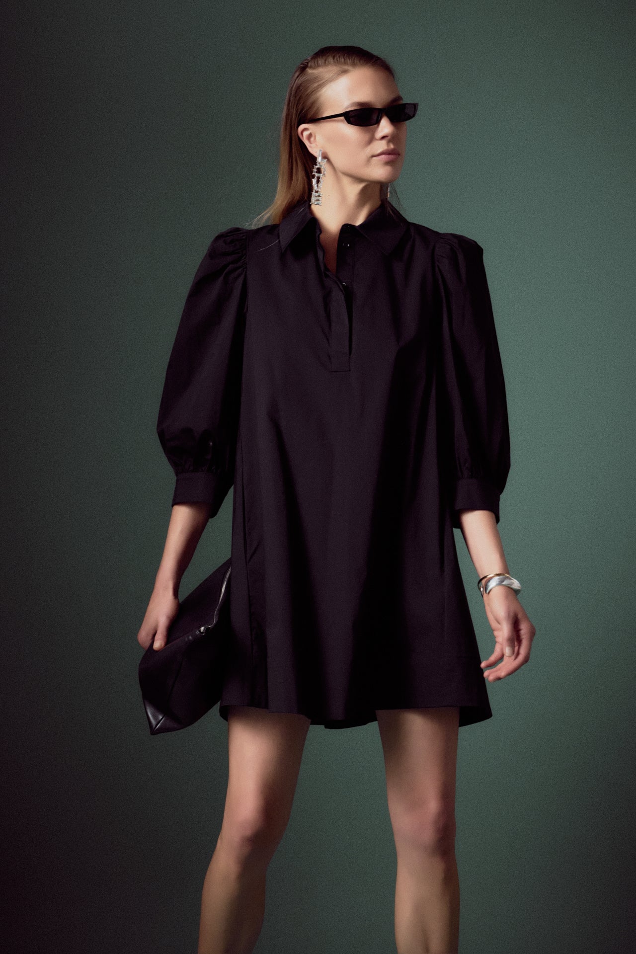 ENGLISH FACTORY - English Factory - Puff Sleeve Shirt Mini Dress - DRESSES available at Objectrare