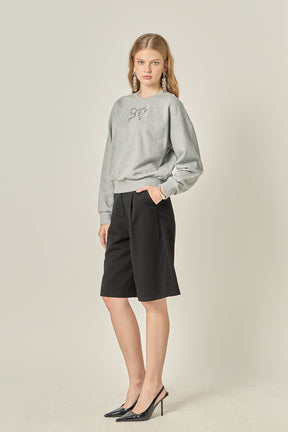 ENGLISH FACTORY - Rhinestone Bow Sweatshirt - SWEATERS & KNITS available at Objectrare