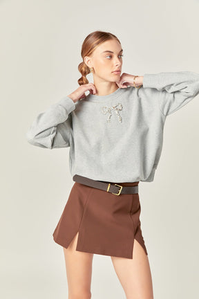 ENGLISH FACTORY - Rhinestone Bow Sweatshirt - SWEATERS & KNITS available at Objectrare
