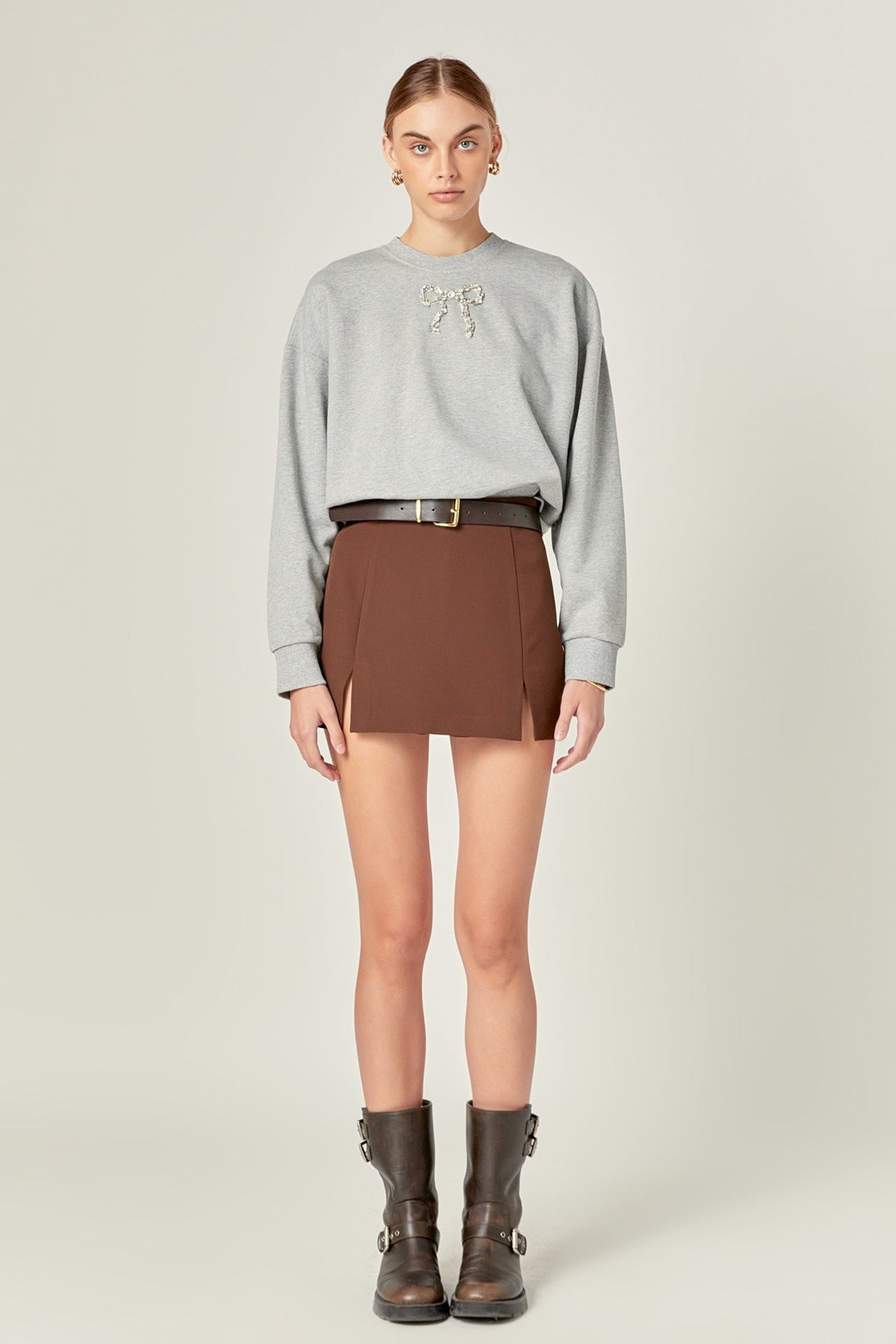 ENGLISH FACTORY - Rhinestone Bow Sweatshirt - SWEATERS & KNITS available at Objectrare