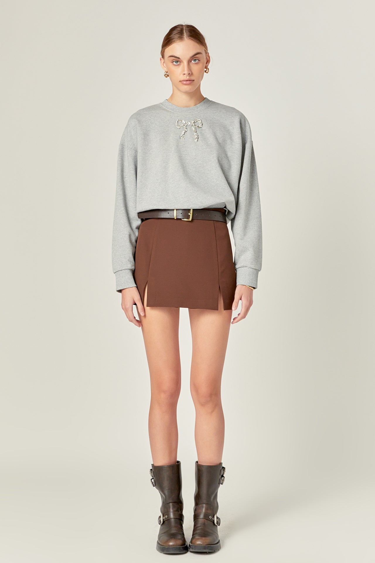 ENGLISH FACTORY - Rhinestone Bow Sweatshirt - SWEATERS & KNITS available at Objectrare