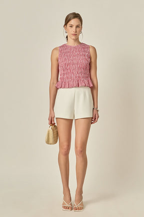 ENGLISH FACTORY - Smocked Gingham Sleeveless Top - TOPS available at Objectrare
