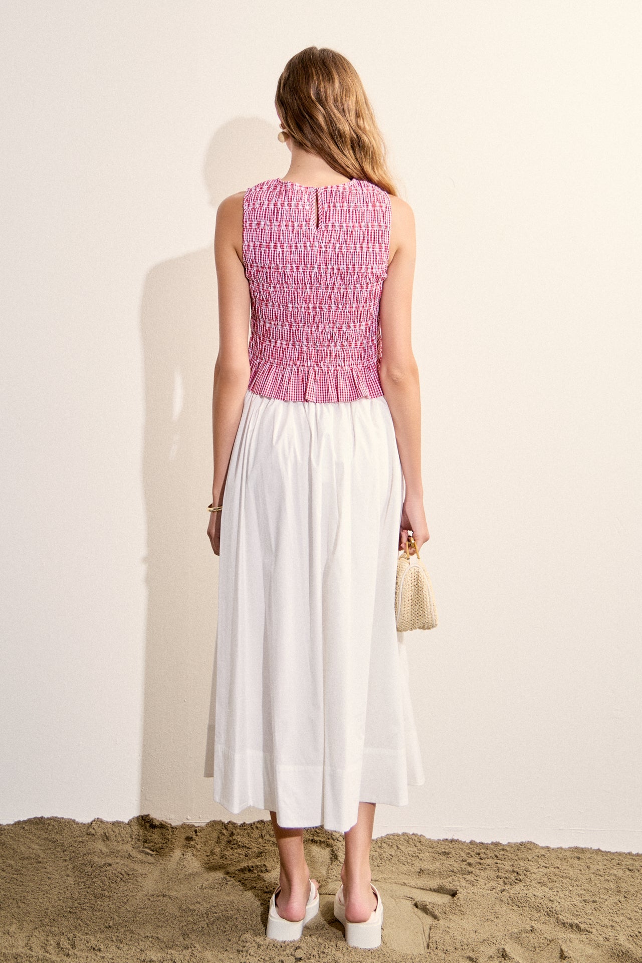 ENGLISH FACTORY - Smocked Gingham Sleeveless Top - TOPS available at Objectrare