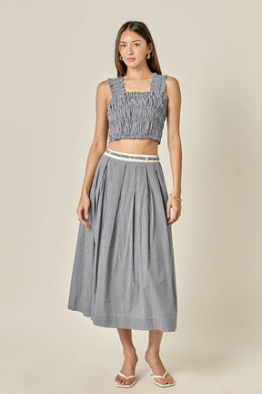 ENGLISH FACTORY - Gingham Pleated Midi Skirt - SKIRTS available at Objectrare