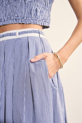 ENGLISH FACTORY - Gingham Pleated Midi Skirt - SKIRTS available at Objectrare