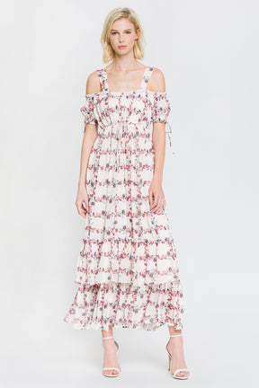 Fence Of Roses Ruffled Maxi Dress