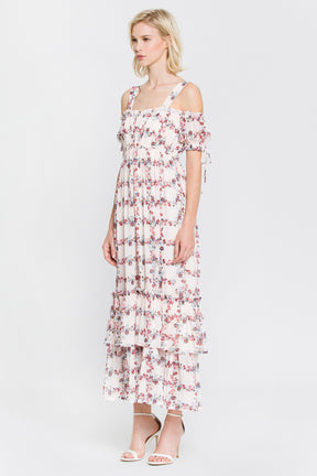 Fence Of Roses Ruffled Maxi Dress
