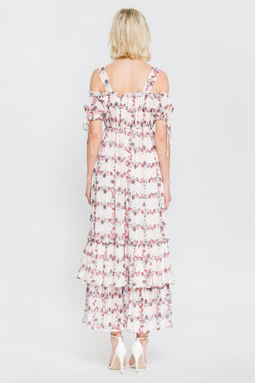 Fence Of Roses Ruffled Maxi Dress
