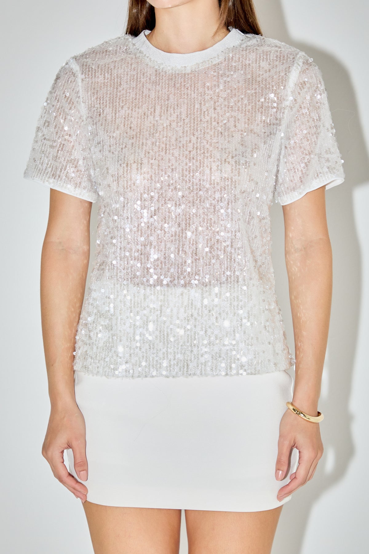 Sequin Shoulder Padded Top