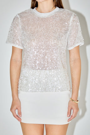GREY LAB - Sequin Shoulder Padded Top - TOPS available at Objectrare