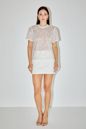 GREY LAB - Sequin Shoulder Padded Top - TOPS available at Objectrare
