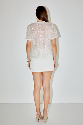 GREY LAB - Sequin Shoulder Padded Top - TOPS available at Objectrare