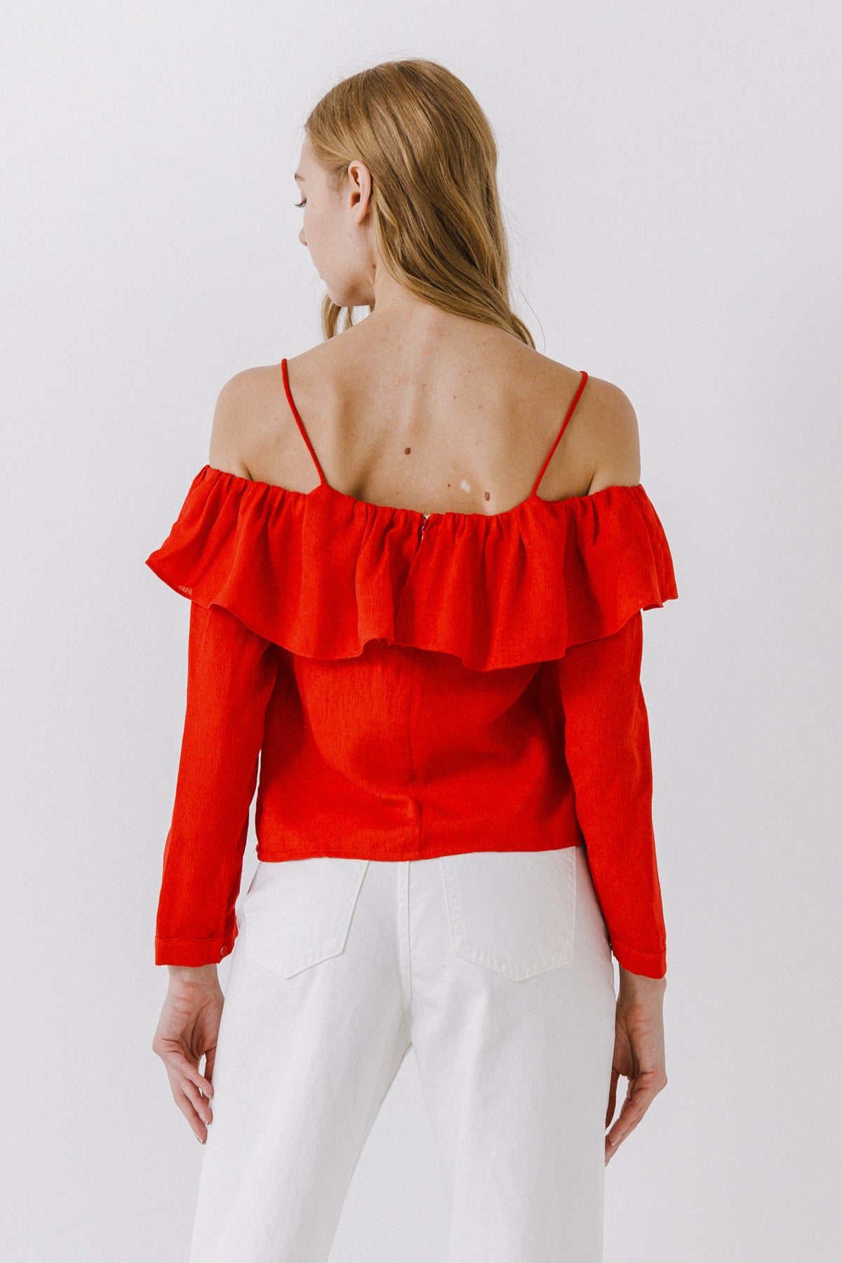 Ruffle Neckline Blouse