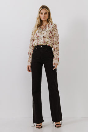 Heart Vine Lace Up Blouse