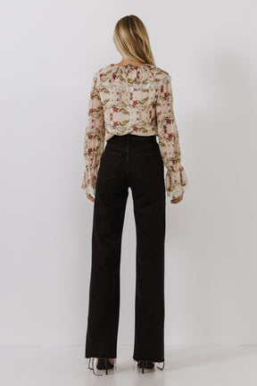 Heart Vine Lace Up Blouse