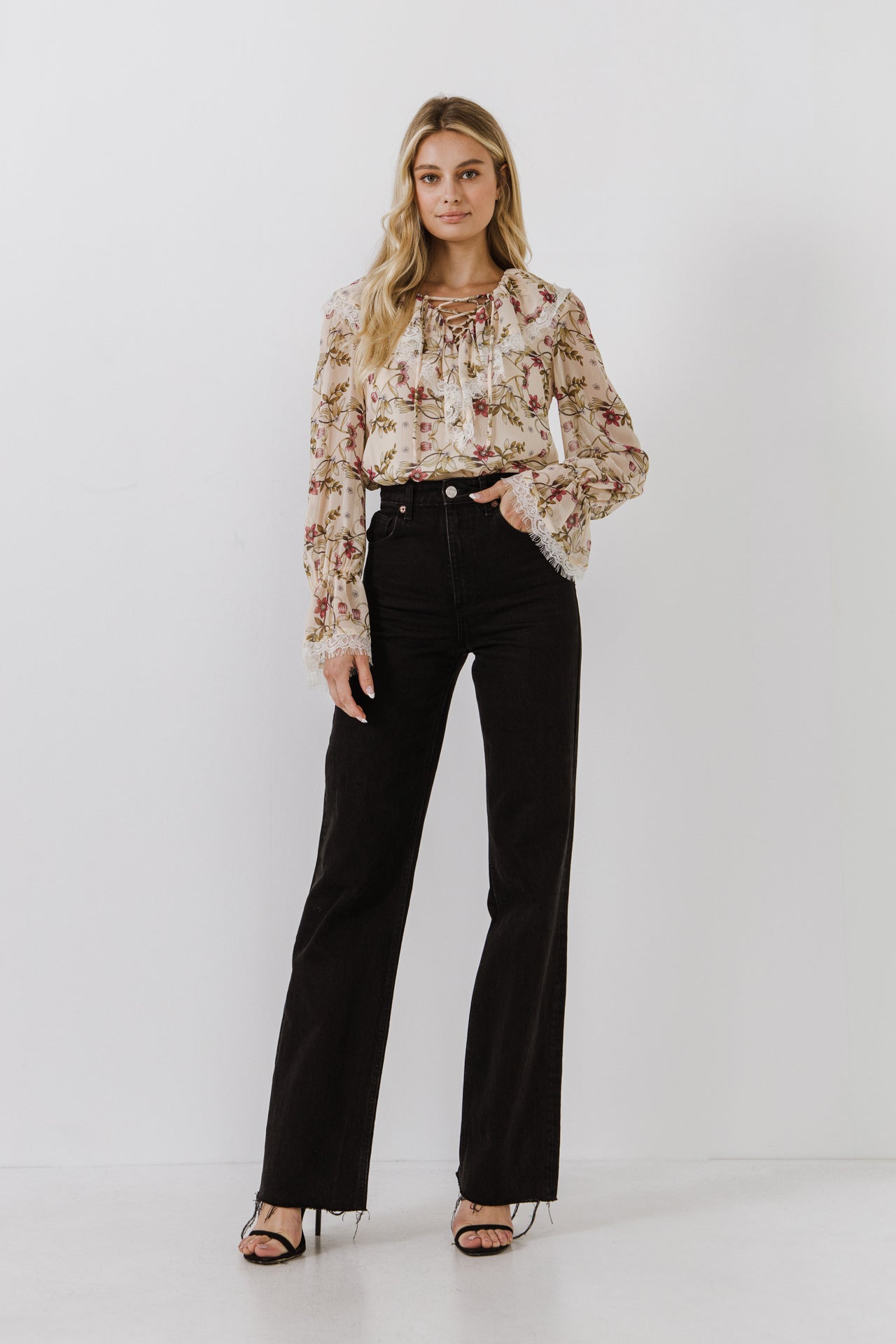 Heart Vine Lace Up Blouse