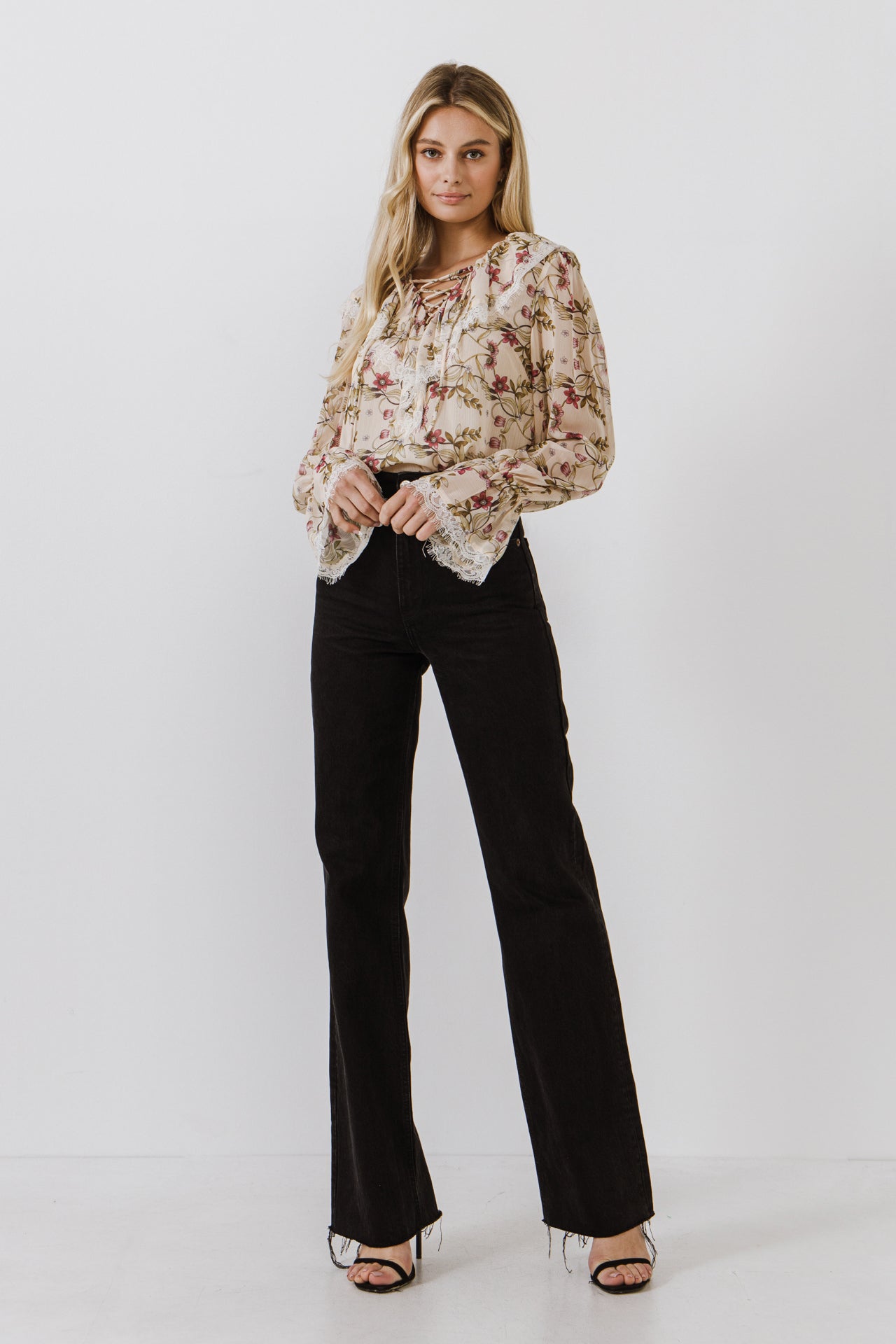 Heart Vine Lace Up Blouse