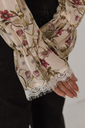 Heart Vine Lace Up Blouse