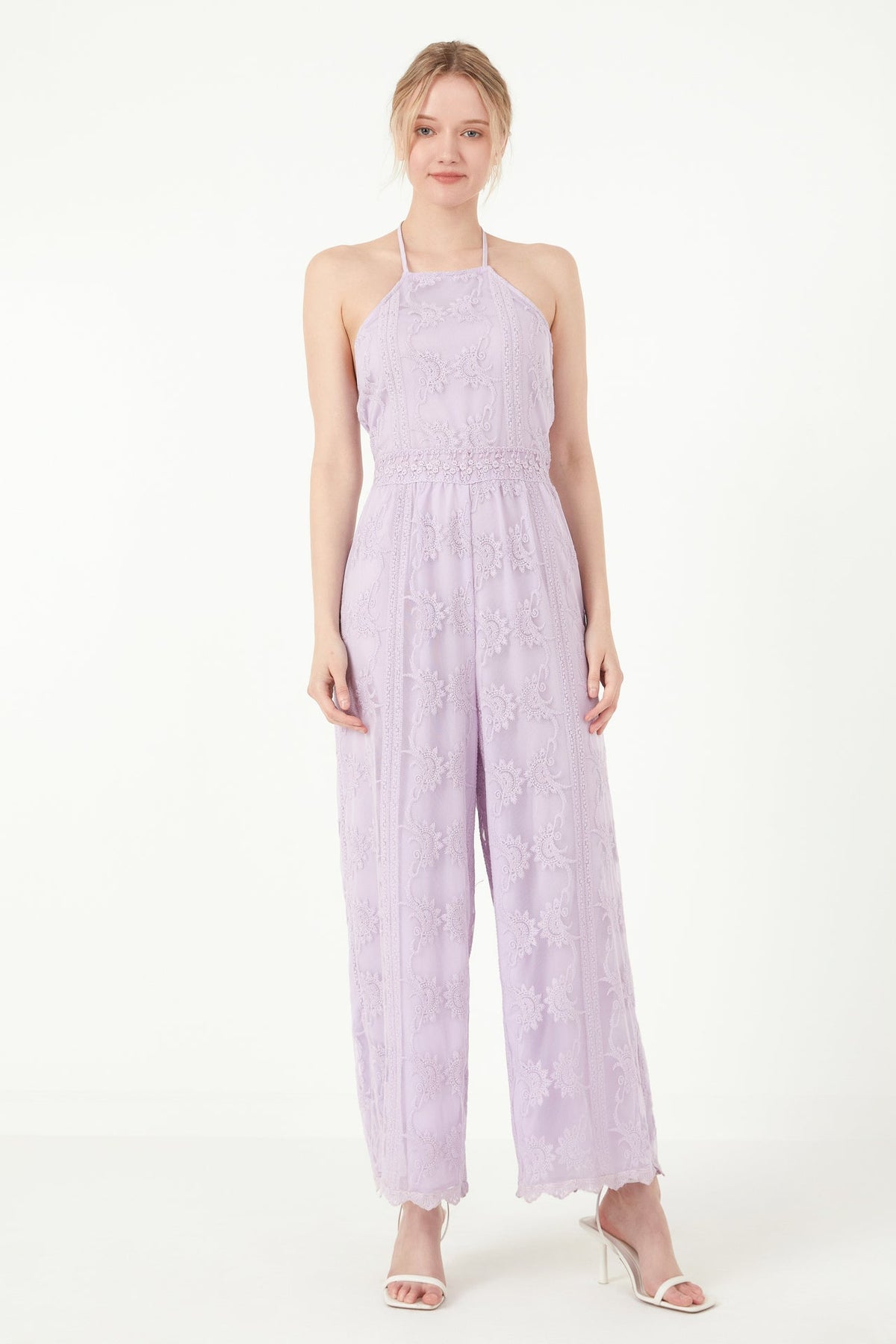 FREE THE ROSES - Free The Roses - Cotton Crochet Halter Neck Jumpsuit - JUMPSUITS available at Objectrare