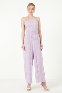 FREE THE ROSES - Free The Roses - Cotton Crochet Halter Neck Jumpsuit - JUMPSUITS available at Objectrare