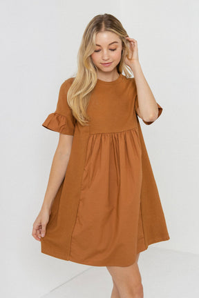 ENGLISH FACTORY - Mixed Media Short-Sleeve Mini Dress - DRESSES available at Objectrare