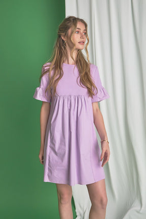 Mixed Media Ruffled Mini Dress