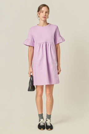 ENGLISH FACTORY - Mixed Media Ruffled Short-Sleeve Mini Dress - DRESSES available at Objectrare