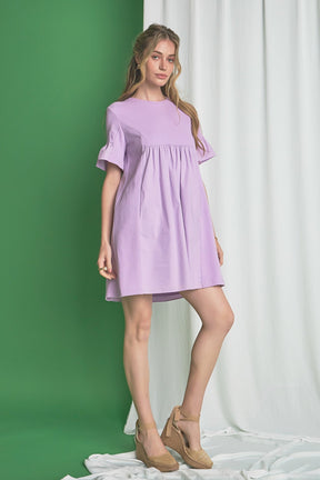 Mixed Media Ruffled Mini Dress
