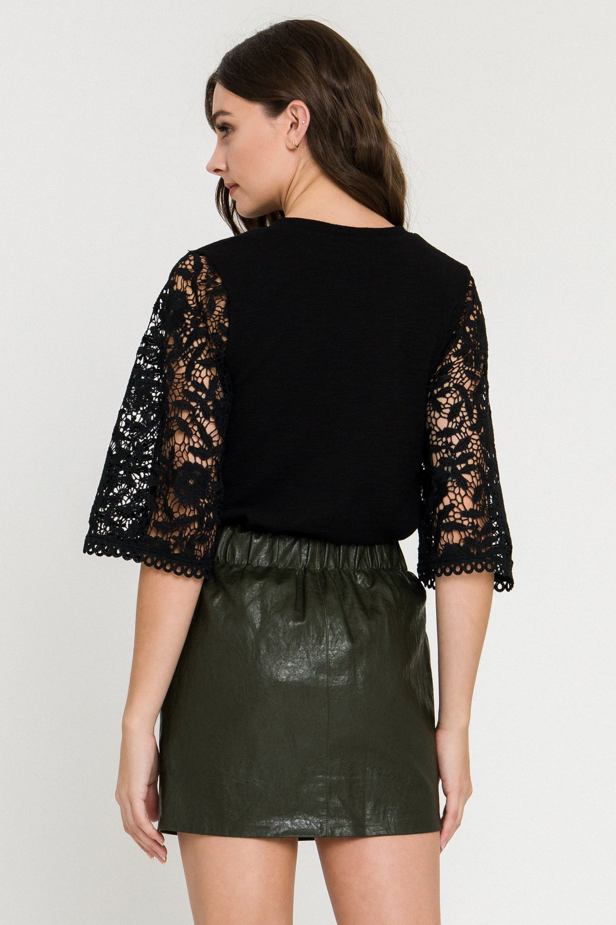 Knit Top with Crochet Bell Sleeves