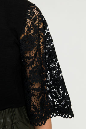 Knit Top with Crochet Bell Sleeves