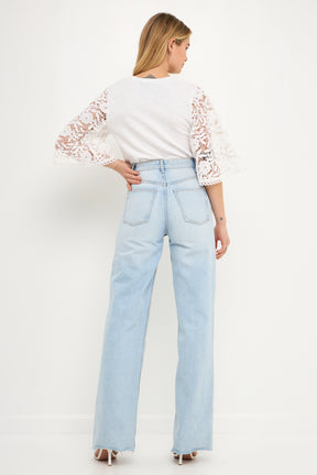 Knit Top with Crochet Bell Sleeves