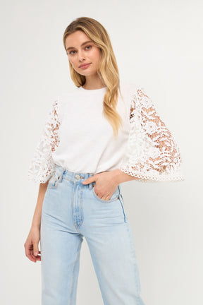 Knit Top with Crochet Bell Sleeves