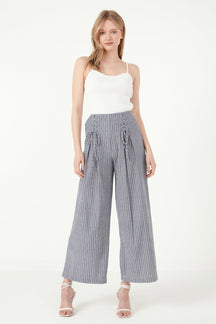 FREE THE ROSES - Free The Roses - Striped Lace-up Pants - PANTS available at Objectrare