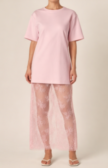 ENDLESS ROSE - Mix Media T-Shirt Lace Dress - DRESSES available at Objectrare