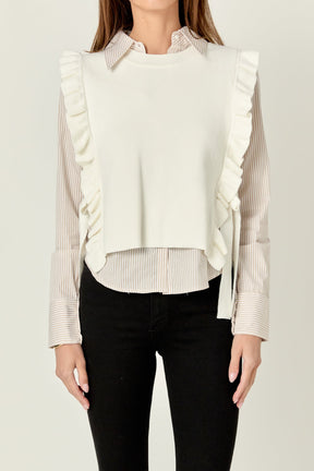 ENGLISH FACTORY - Poplin Shirt With Detachable Knit Vest - BLOUSES available at Objectrare