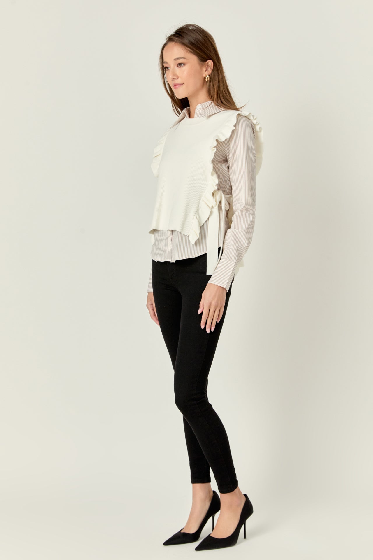 ENGLISH FACTORY - Poplin Shirt With Detachable Knit Vest - BLOUSES available at Objectrare