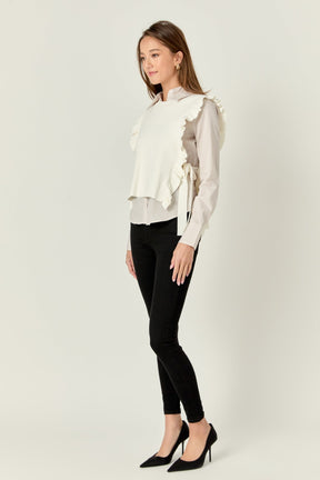 ENGLISH FACTORY - Poplin Shirt With Detachable Knit Vest - BLOUSES available at Objectrare