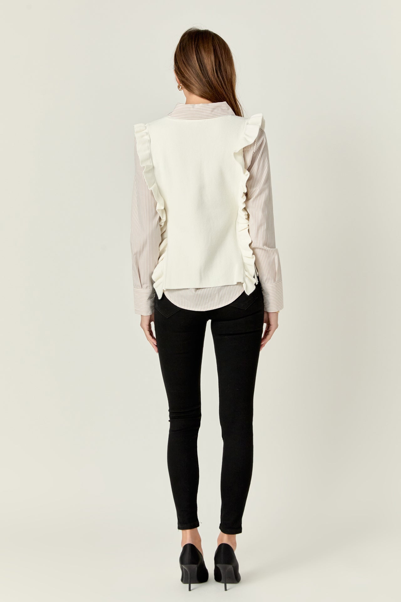 ENGLISH FACTORY - Poplin Shirt With Detachable Knit Vest - BLOUSES available at Objectrare