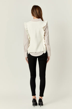 ENGLISH FACTORY - Poplin Shirt With Detachable Knit Vest - BLOUSES available at Objectrare