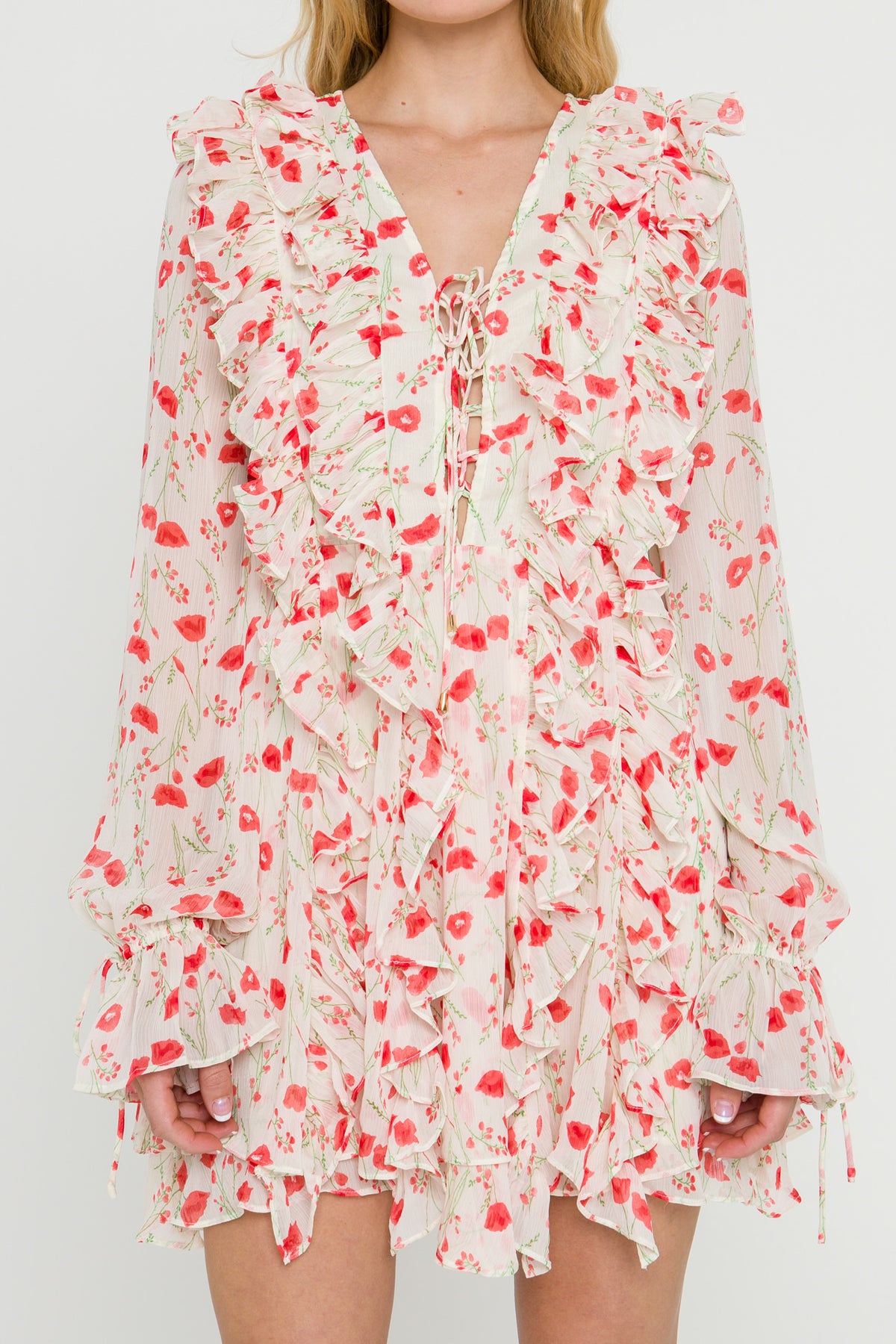 ENDLESS ROSE - Floral Ruffle Detail Dress - DRESSES available at Objectrare