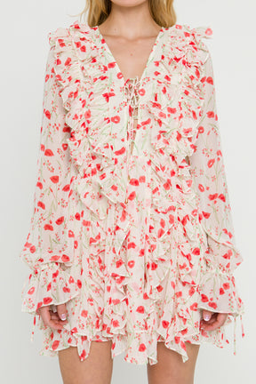 ENDLESS ROSE - Floral Ruffle Detail Dress - DRESSES available at Objectrare